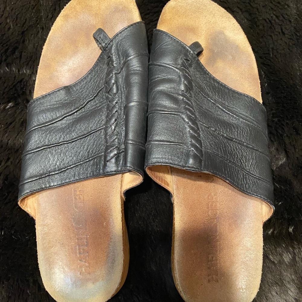 Black leather Haflinger sandals SZ 39 / 8